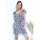 V Neck Open Tie Back Dress