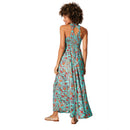 Long Sleeveless Summer Dress - Turquoise & Orange