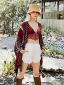 Western Colorful Crochet Patterned Ruana