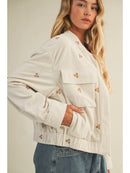 Embroidered Corduroy Bomber Jacket