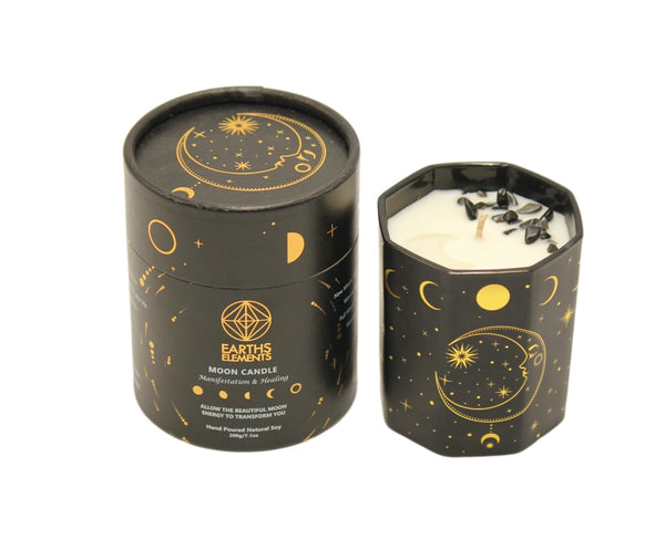 Earths Elements Moon Phase Crystal Candle
