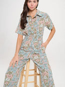 Abstract Floral Print Overall