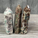 Green Flower Agate Obelisk Tower