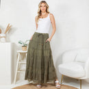 7 Tiered Crinkle Lace Patchwork Skirt
