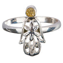 Sterling Silver with Citrine Hamsa and Star Ring