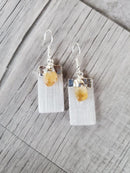 Selenite Blade with Citrine Point Earrings