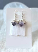 Selenite Blade with Amethyst Point Earrings