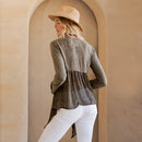 Stonewashed Rayon Top- Gravel