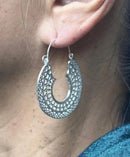 Lightweight Brass Silver Tone Magic Circle Earrings