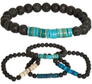 8MM Lava Bead With Shell Disc Stretch Bracelet Assorted