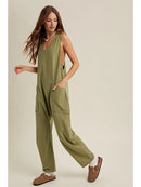 Knit Loose Fit Jumpsuit Onesie with Pockets