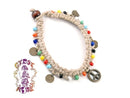 Hemp Bracelet with Beads and Peace Sign
