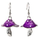 Purple and Silver Mushroom Earrings