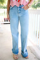 TC-High-Rise- Ankle Wide-Cuffed Jeans