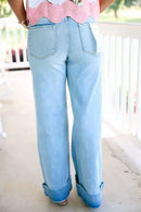 TC-High-Rise- Ankle Wide-Cuffed Jeans