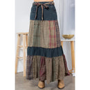 Long Denim Patchwork Skirt