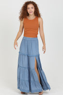 Maxi skirt with eyelets