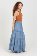 Maxi skirt with eyelets