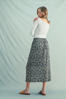 Floral Crinkle Midi Skirt