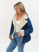 Williston Oversized Faux Fur Denim Jacket