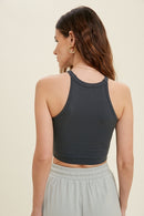 Charcoal Seamless Ribbed High Neck Bralette