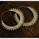 Large Brass Tribal Hoop Earrings
