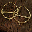 Large Brass Half Moon Spotted Hoop Earrings.