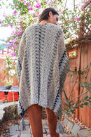 Western Colorful Crochet Patterned Ruana