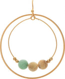 Gold Double Ring Wood Bead Earring