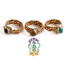 Healing Hands Three Metal Gemstone Ring