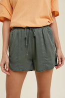 Green Dolphin Hem Drawstring Shorts