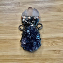 Rough Amethyst & Triple Quartz Point Natural Gemstone Pendant