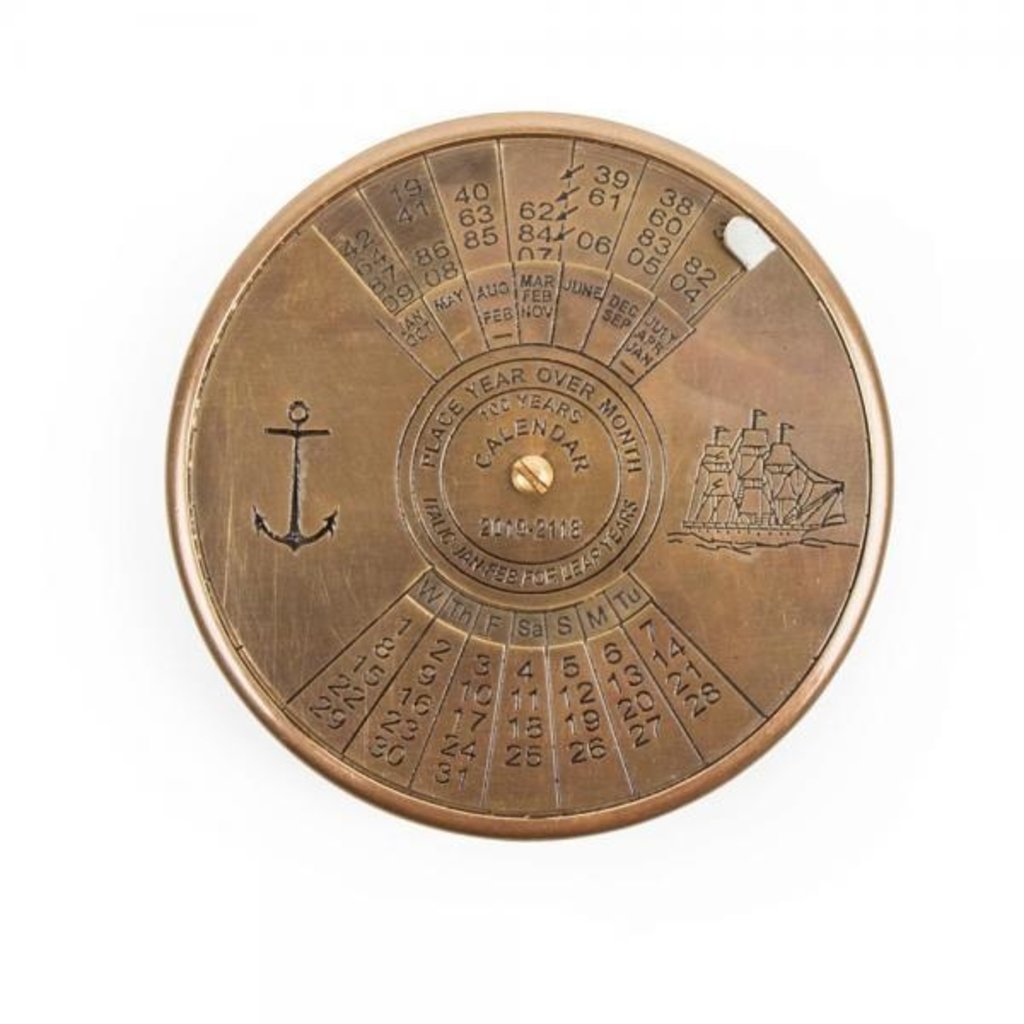 100 Year Brass Calendar and Compass Sunbeam General Store
