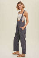 Charcoal Twill Overall Jumpsuit with Pockets