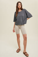 Modal Relaxed Crop Top- Charcoal