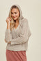 Open Knit Hooded Sweater- Stone