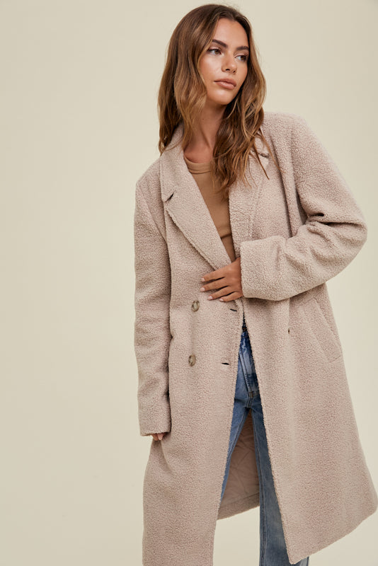 Sherpa Coat- Light Taupe