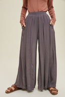 WIDE LEG PANTS WITH RAW EDGE DETAIL - Midnight