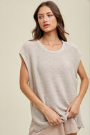 Muscle Sweater Vest with Side Slit - Champagne