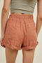 Linen Shorts with Pleated Detail - Clay