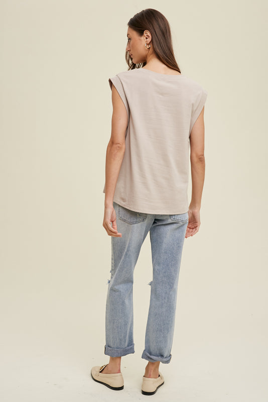 Muscle Tee with Side Slit - Shell