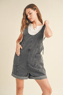 COTTON DENIM SEAM DETAIL ROMPER