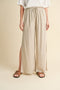 LINEN PANTS WITH SLIT DETAIL - Taupe