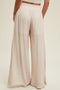 Wide Leg Pant with Side Crochet Detail - Champagne