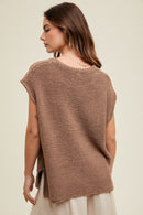 Muscle Sweater Vest With Side Slits- Red Barn