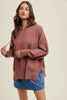 Hooded Sweater With Side Slits- Red Bean