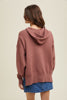 Hooded Sweater With Side Slits- Red Bean