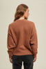 Textured Mock Neck Drop Shoulder Sweater- Camel