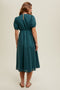 Textured Puff Midi Dress- Green