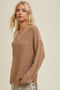 Raw Edge Detail V-Neck Sweater- Taupe